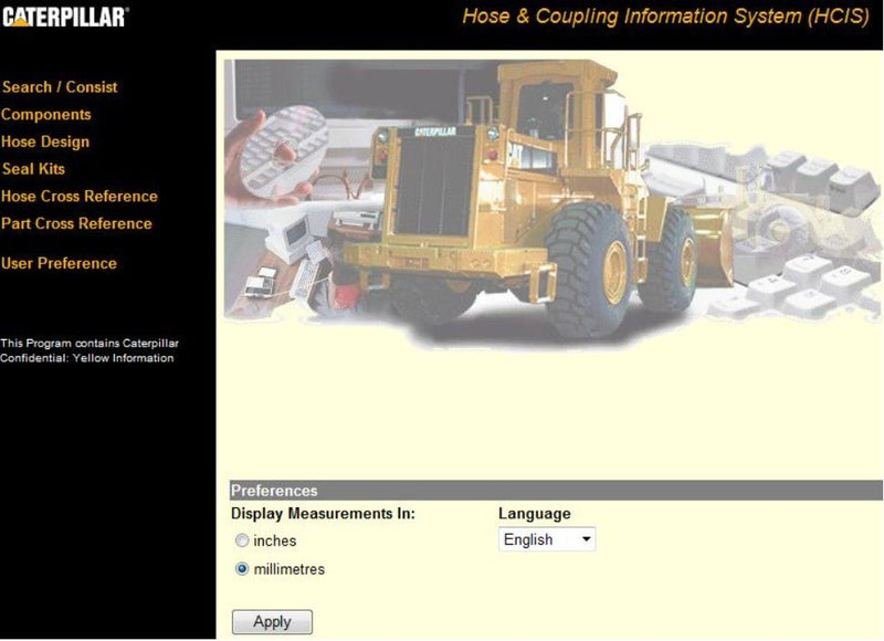 Buy CAT HOSE & COUPLING INFORMATION SYSTEM (HCIS) 2004.04 with remote installation via TeamViewer.  Price - 50$. Installation for 1 PC. Spare parts catalogs and service manuals - CATERPILLAR HCIS HOSE & COUPLING INFORMATION SYSTEM 2004.04, digital version, fast delivery and installation.